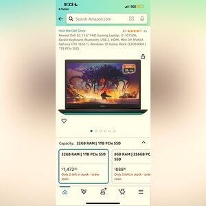 Dell G5 15.6 gaming laptop with charger